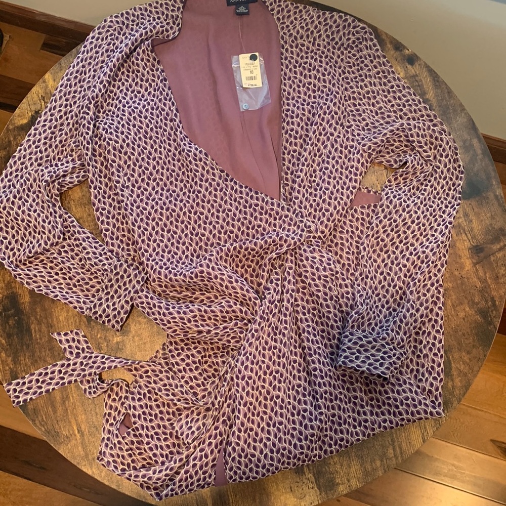 Ann Taylor Pink and Black Long Sleeve Dress